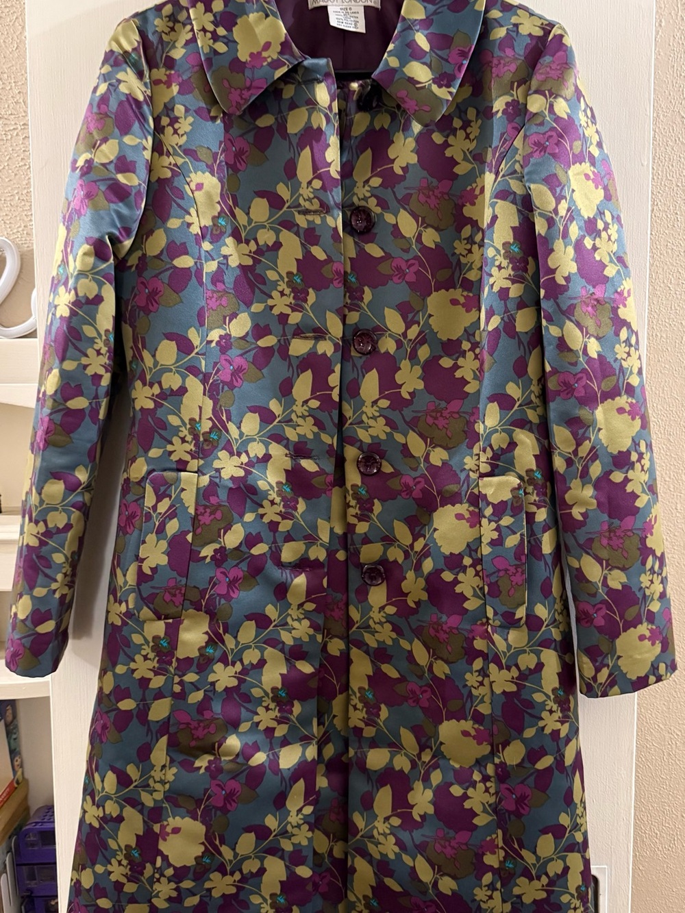 Maggy London Size 6 Floral Dress & Long Jacket 2-Piece Set Y2K Retro - Picture 3 of 3